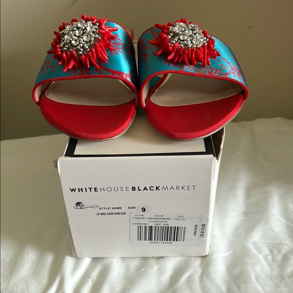 Red and Blue Embellished Sandals